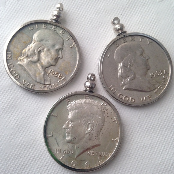 1958 Silver Half Dollar Coin, 18in 925 Chain - Picture 7 of 8